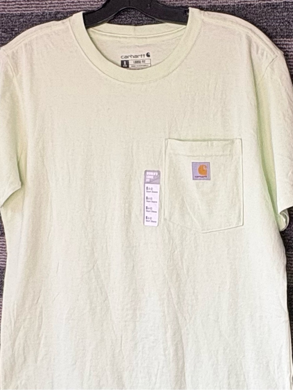 NWT Carhartt Women’s Key Lime Green Loose Fit Pocket T-Shirt Small - Picture 2 of 7